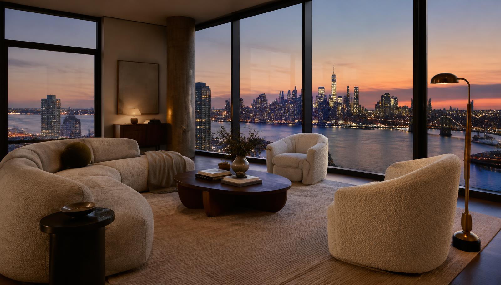 Brooklyn waterfront penthouse overlooking the East River and Manhattan skyline